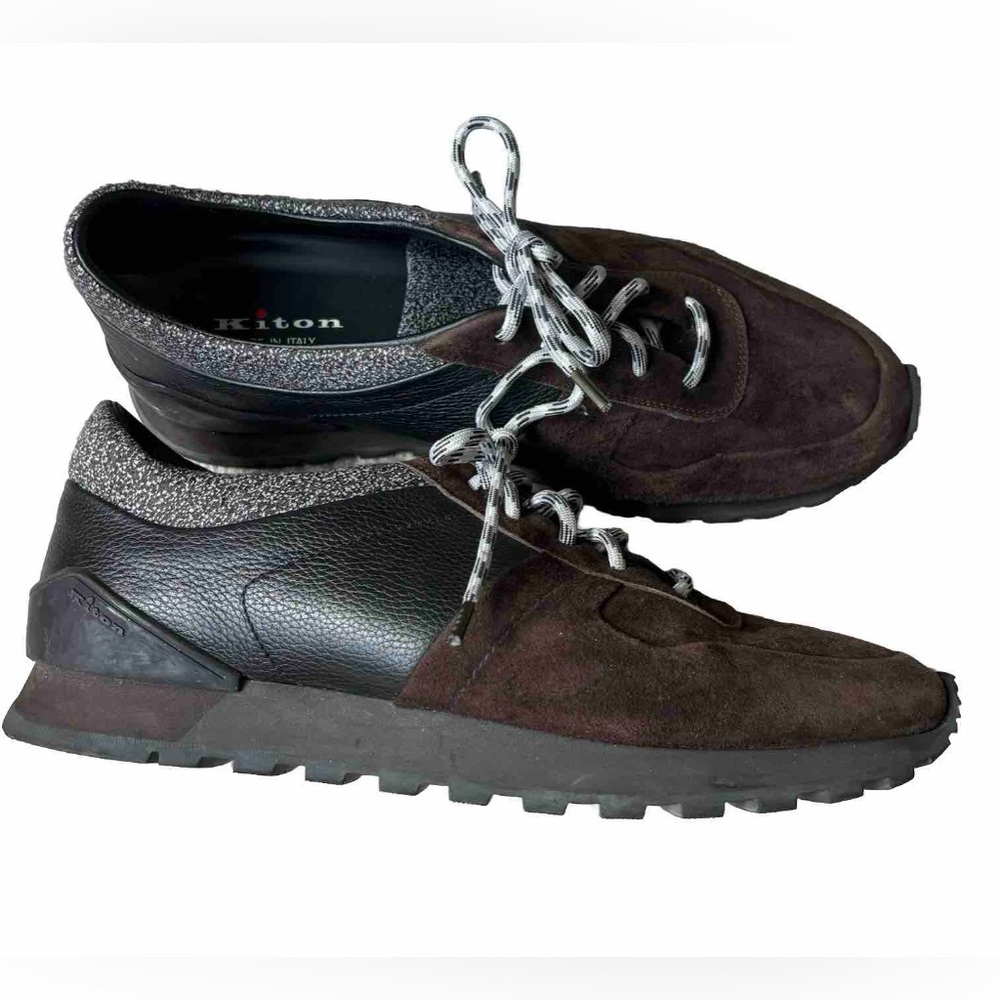 Kiton Italian suede leather sneakers men size 10